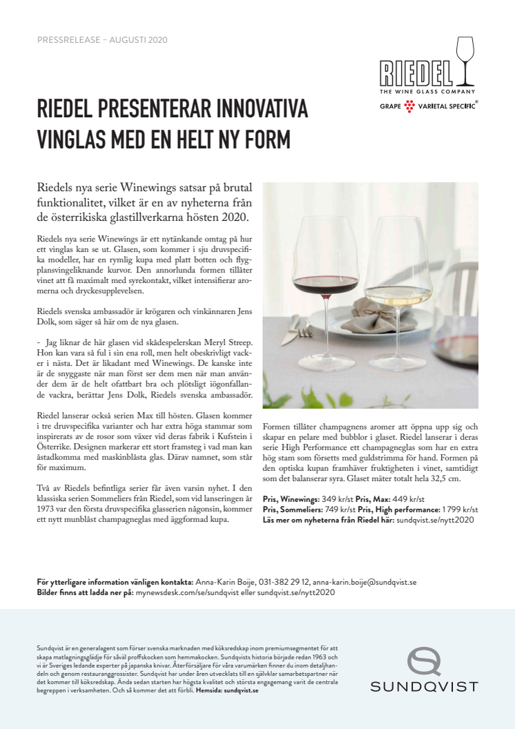 Riedel presenterar innovativa vinglas med en helt ny form