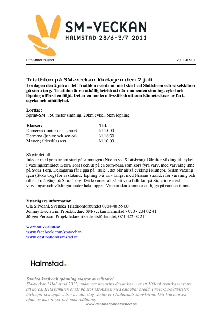 Triathlon på SM-veckan lördagen den 2 juli