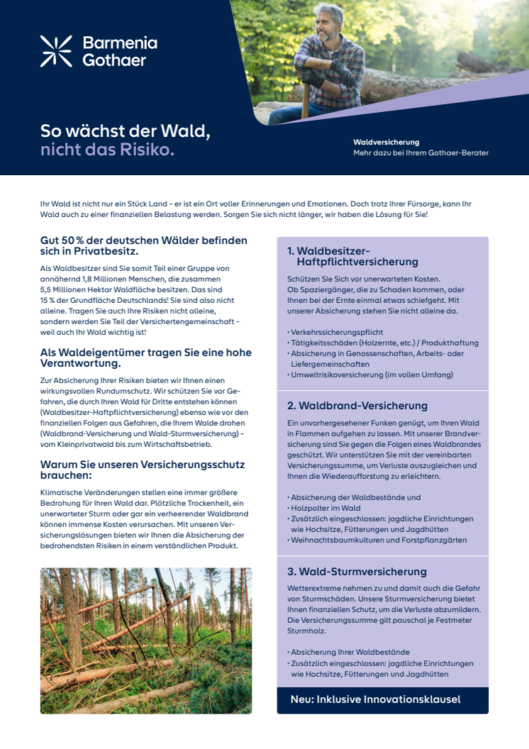 Produktblatt Waldversicherungen