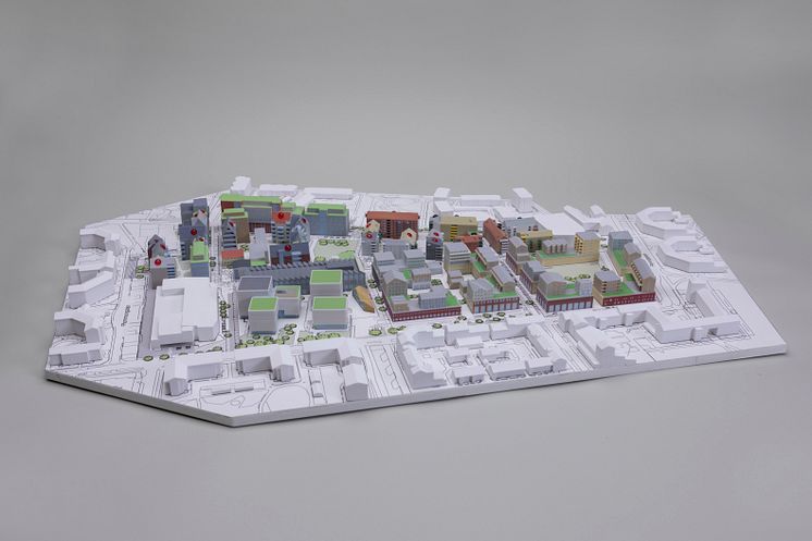 3D-printad modell av Ebbepark i Linköping