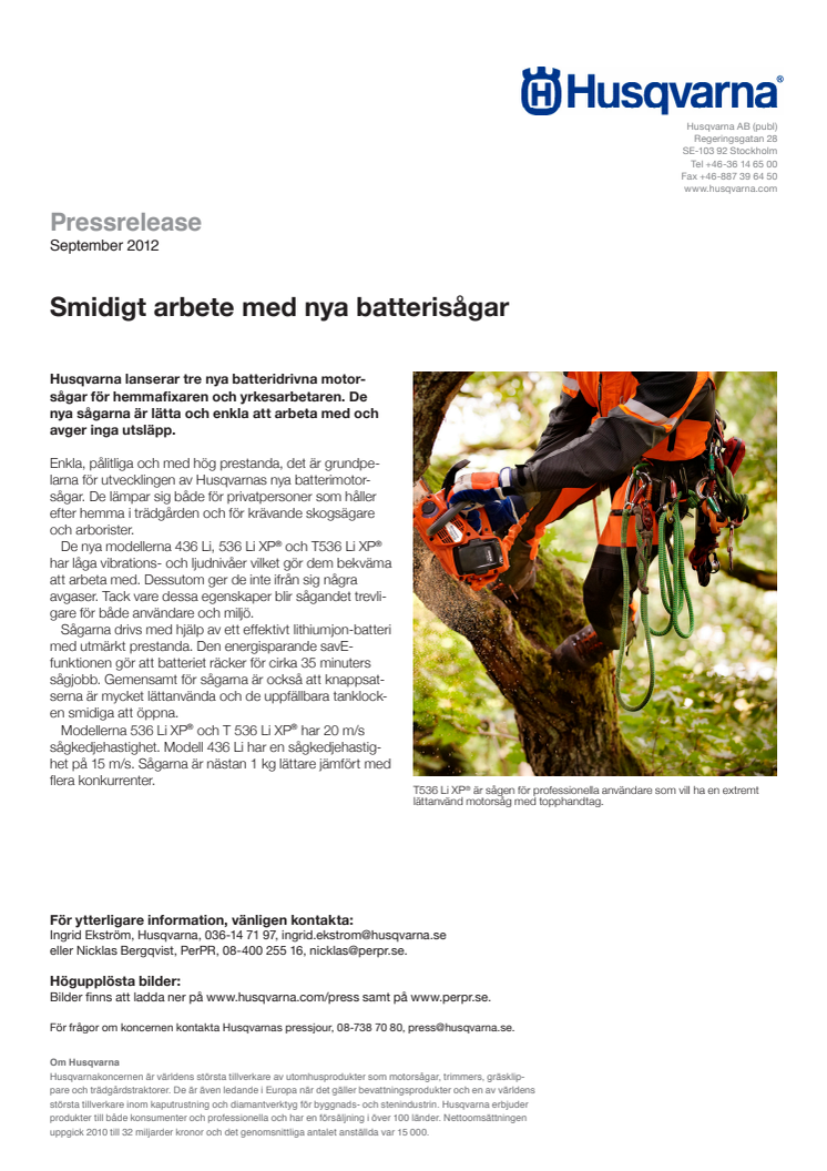 Smidigt arbete med nya batterisågar