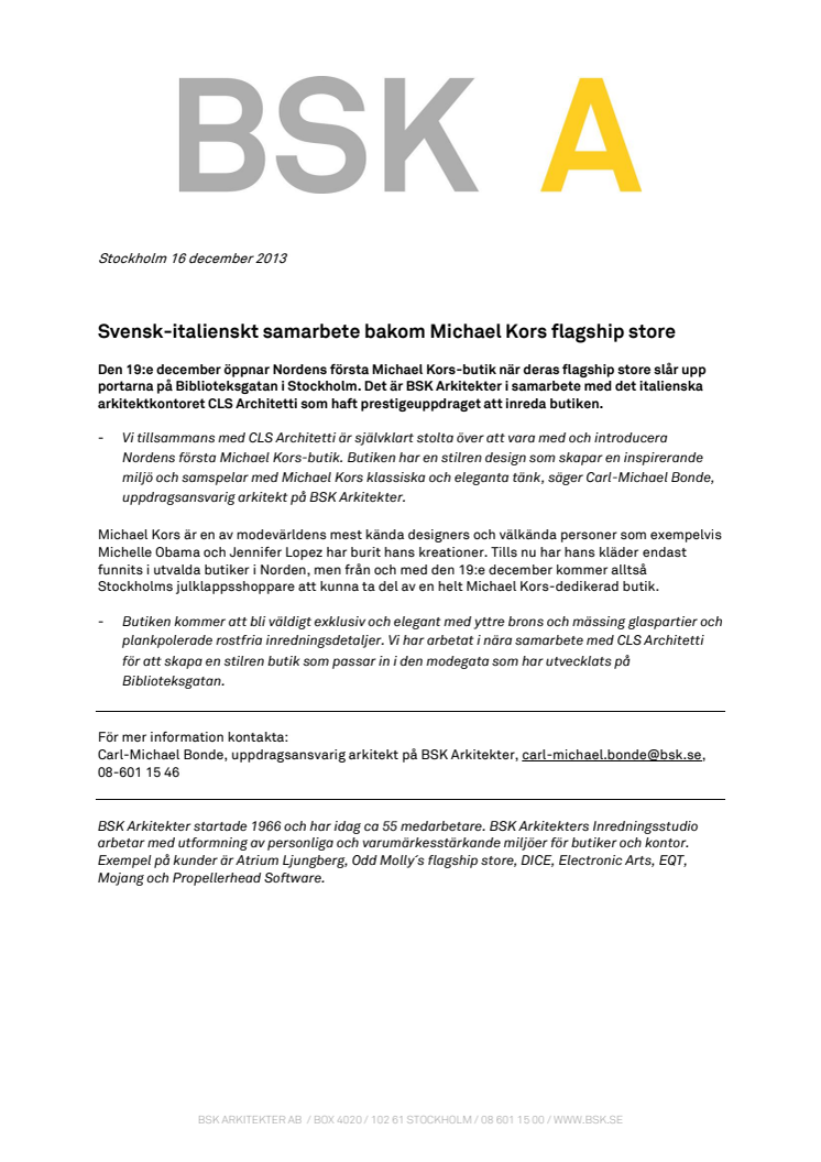 Svensk-italienskt samarbete bakom Michael Kors flagship store