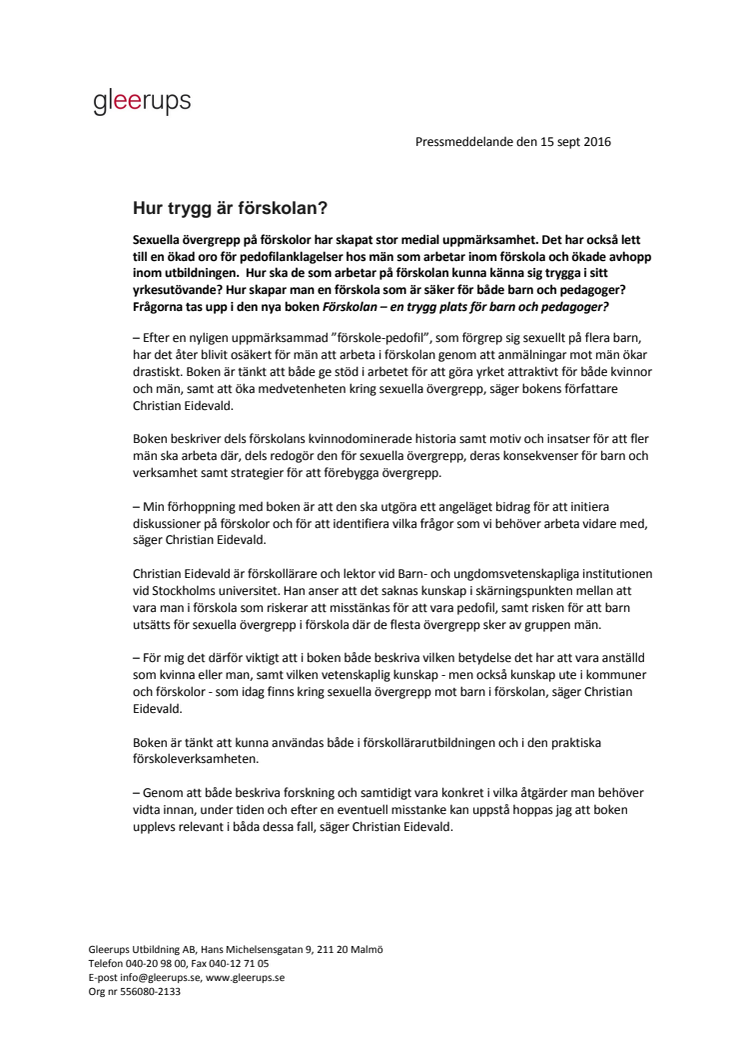 ​Hur trygg är förskolan?