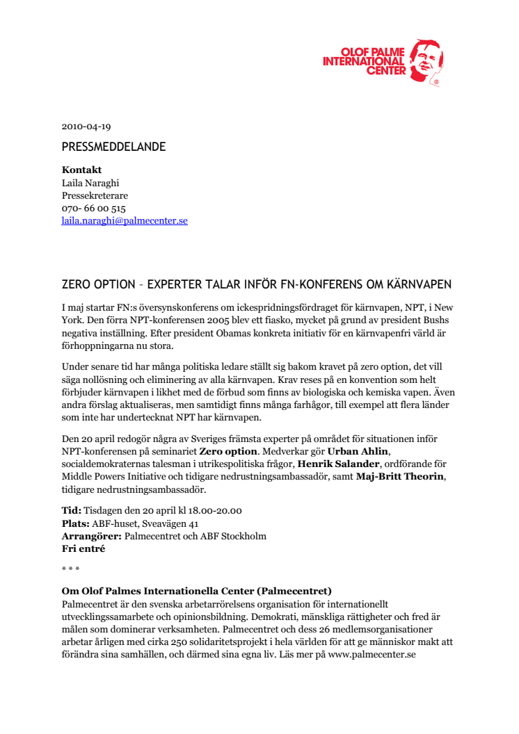 Zero Option - Experter talar inför FN-konferens om kärnvapen