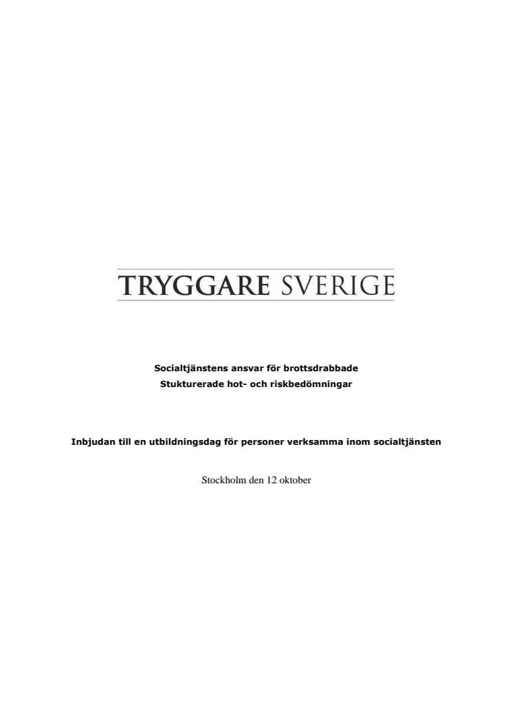 Inbjudan till utbildningsdag om strukturerade hot- och riskbedömningar