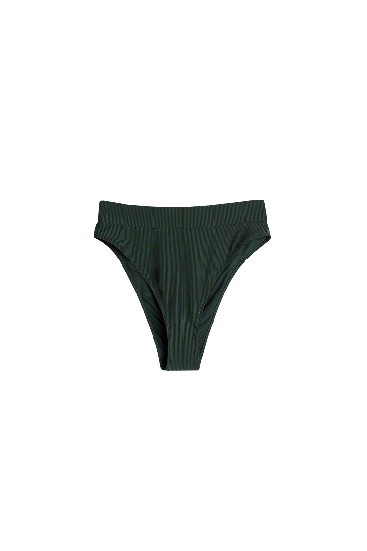 rosie rib high waist bikini brief - deep forest 