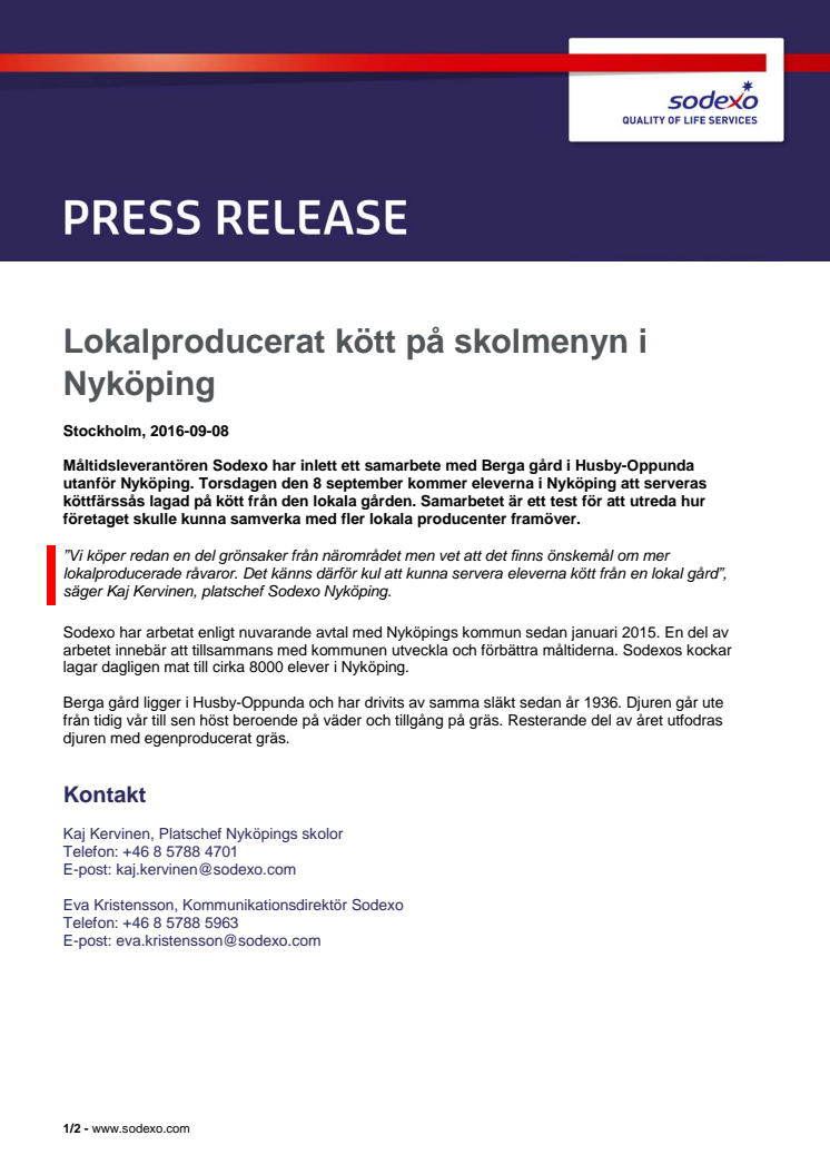 Lokalproducerat kött på skolmenyn i Nyköping