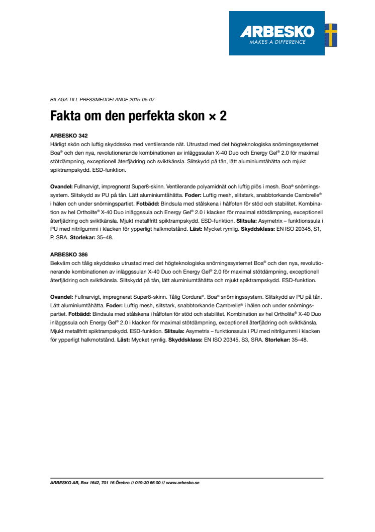 Bilaga till pressmeddelande om ARBESKO 342