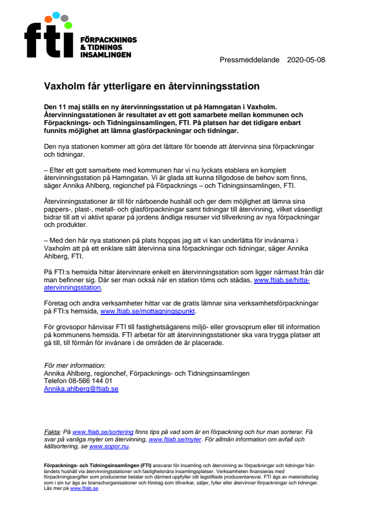 Vaxholm får ytterligare en återvinningsstation