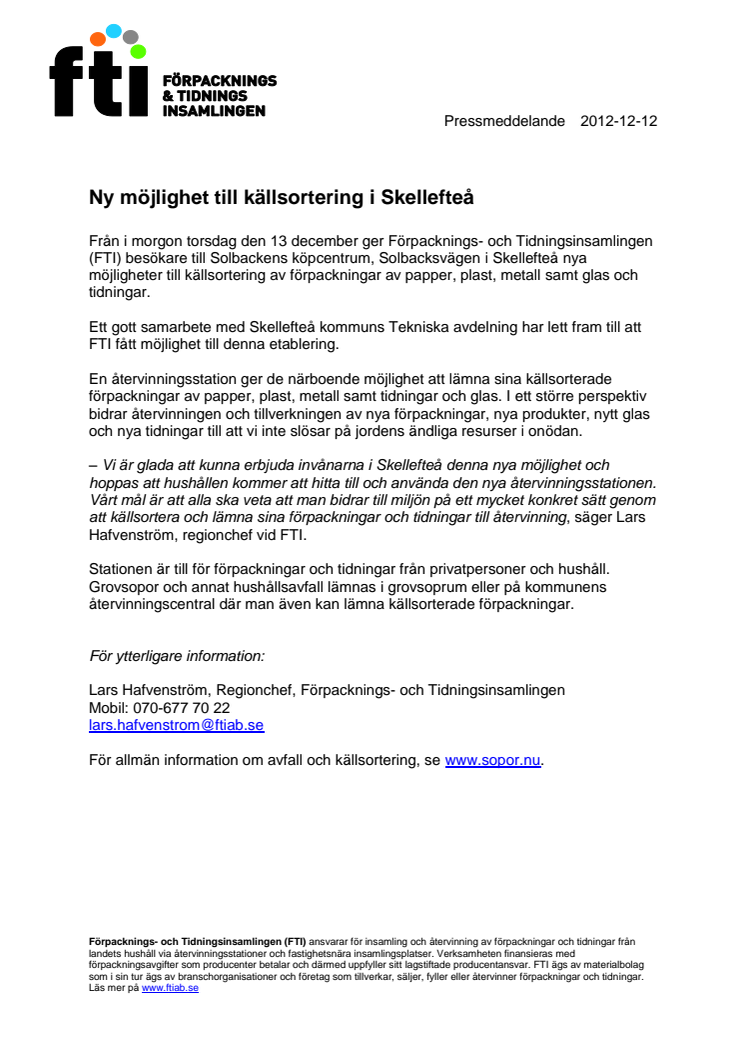 Ny möjlighet till källsortering i Skellefteå