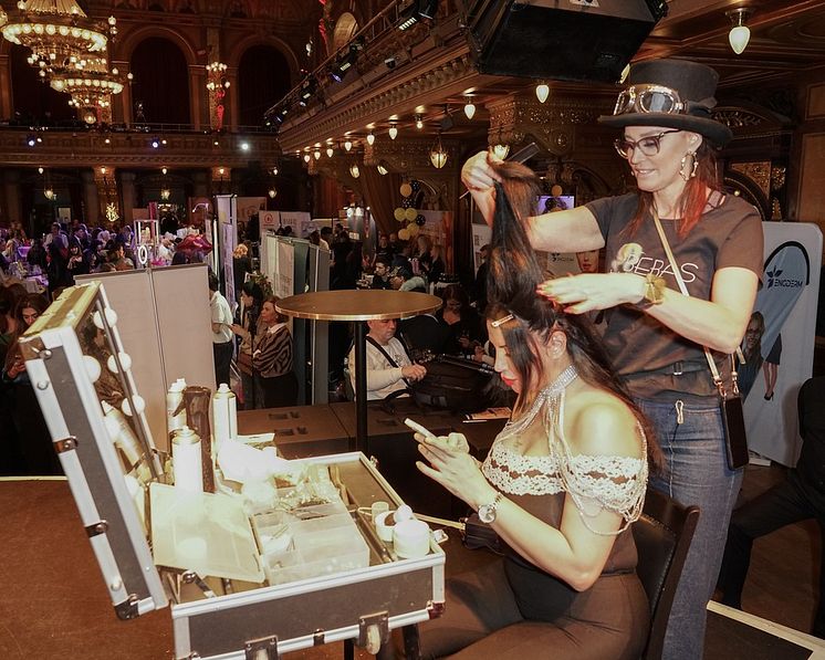 Preparing artist on stage at Stockholm Beauty Week