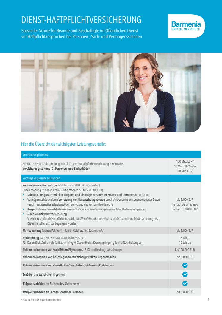 Highlightblatt Diensthaftpflichtversicherung