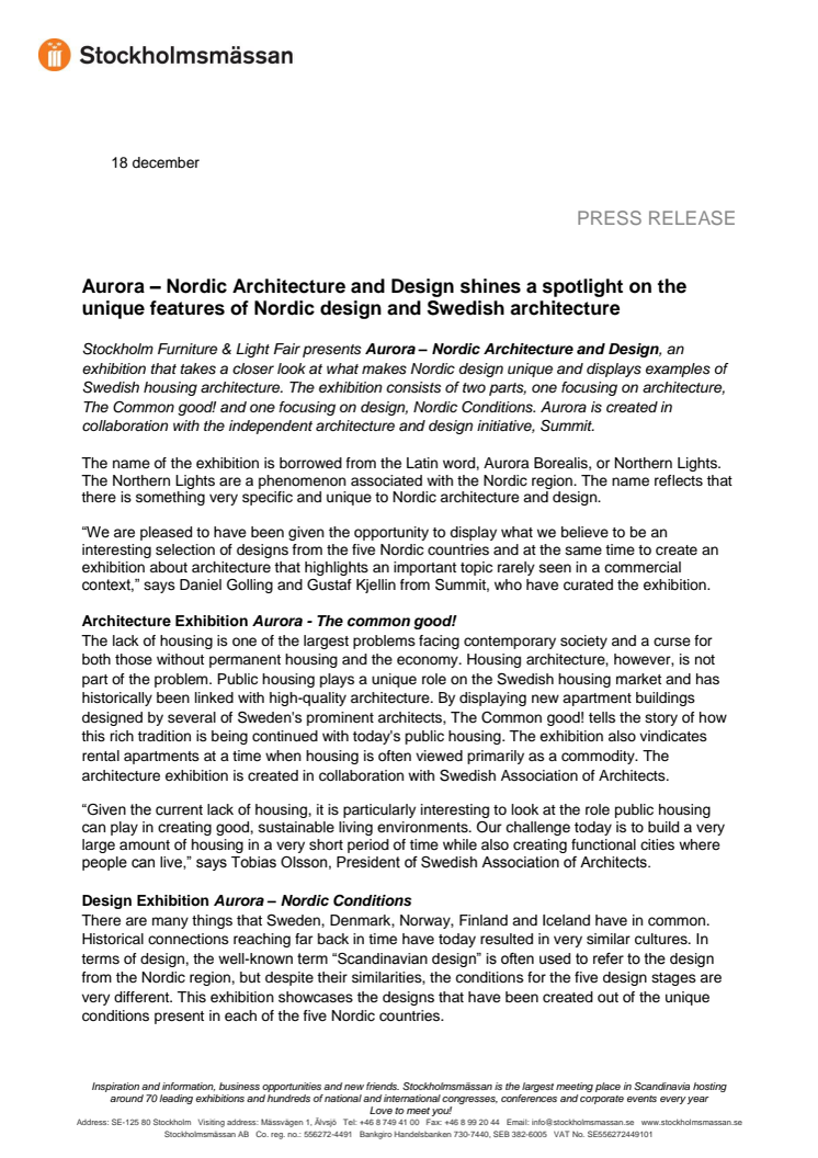 Aurora – Nordic Architecture and Design shines a spotlight on the unique features of Nordic design and Swedish architecture