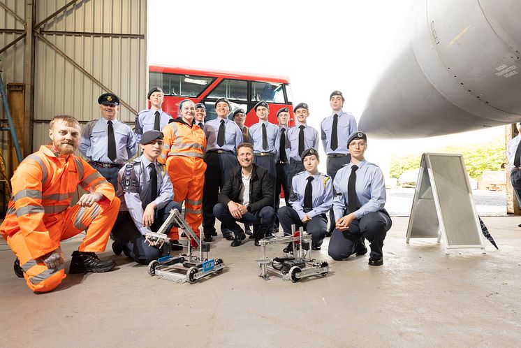 Royal Air Force cafrom Darlington, Gateshead and Whickham meeting Go North East Engineers and Business Director Ben Maxfield.