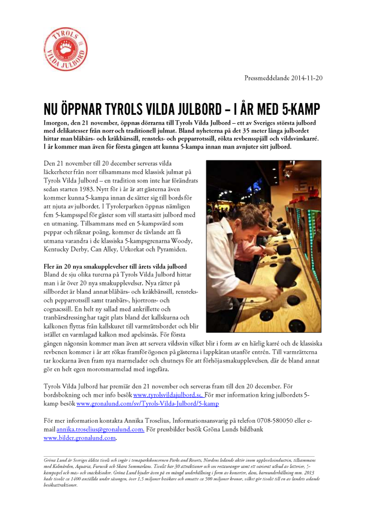 Nu öppnar Tyrols Vilda Julbord - i år med 5-kamp