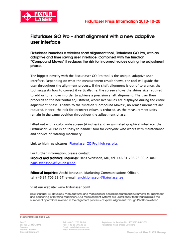 Fixturlaser GO Pro – shaft alignment with a new adaptive user interface