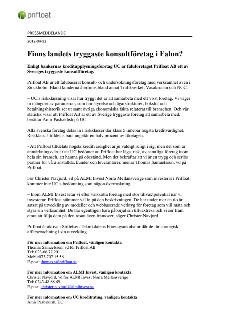 Finns landets tryggaste konsultföretag i Falun?