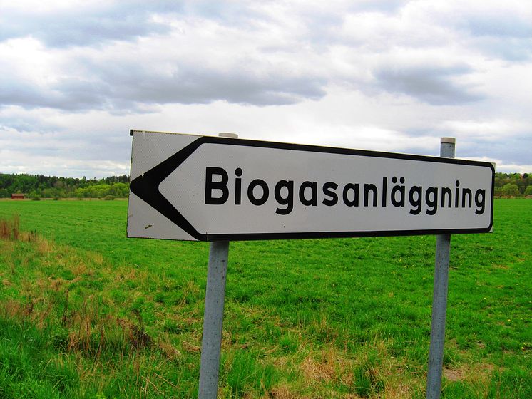 Biogasanläggning vägskylt