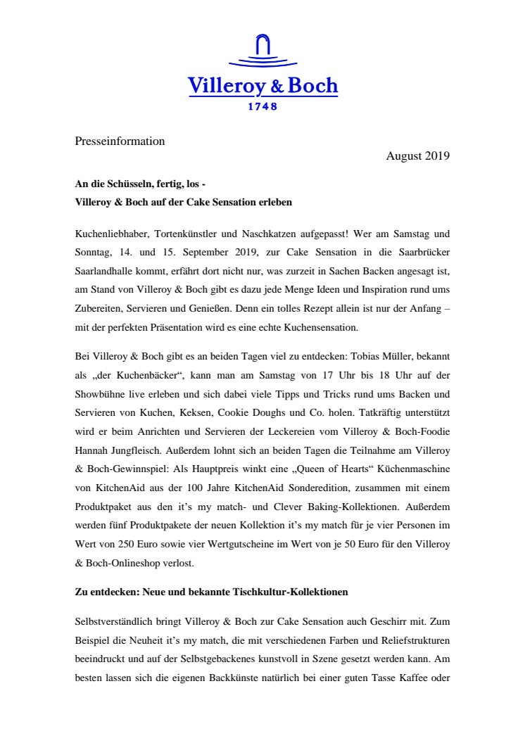 An die Schüsseln, fertig, los -    Villeroy & Boch auf der Cake Sensation erleben 