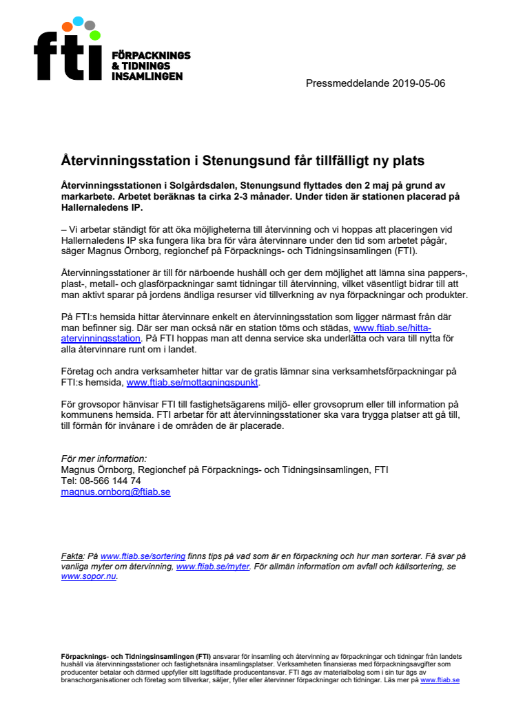 Återvinningsstation i Stenungsund får tillfälligt ny plats