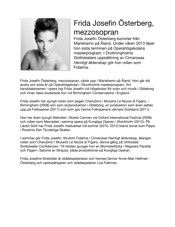 Frida Josefin Österberg, mezzosopran / Mezzo-soprano