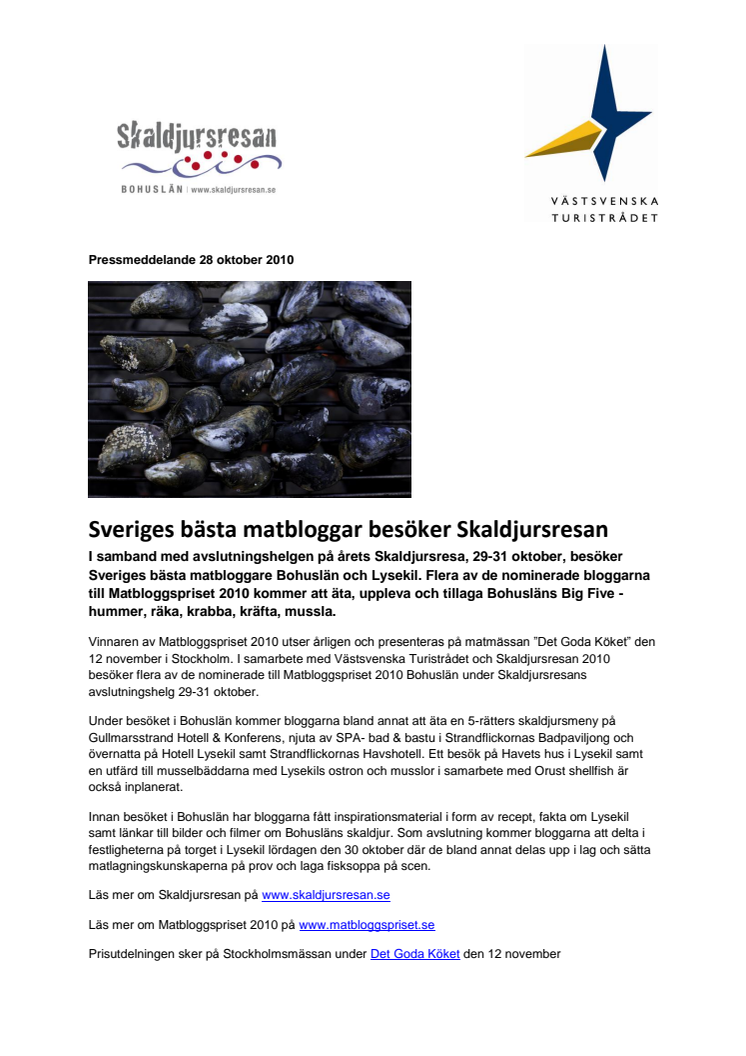 Sveriges bästa matbloggar besöker Skaldjursresan