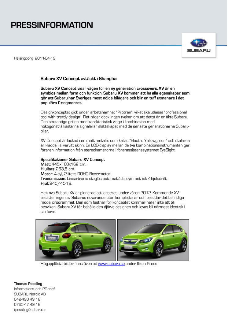 Subaru XV Concept avtäckt i Shanghai