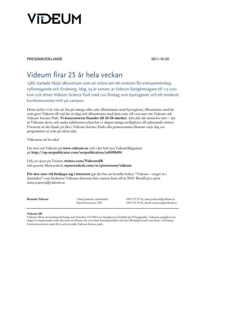Videum firar 25 år hela veckan