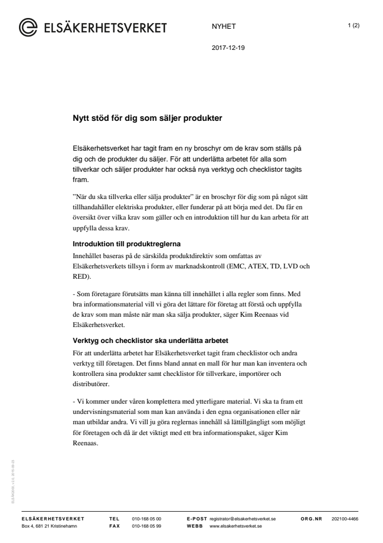 Nytt stöd för dig som säljer produkter