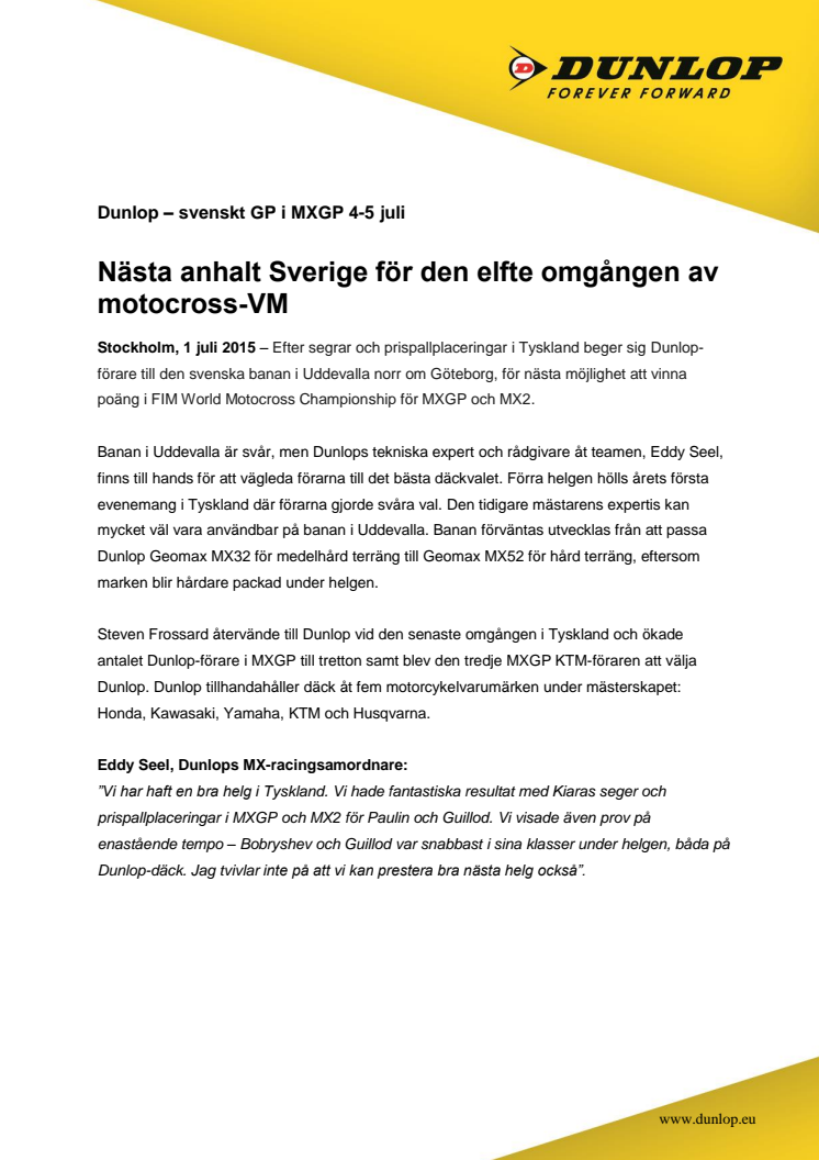Nästa anhalt Sverige för den elfte omgången av motocross-VM