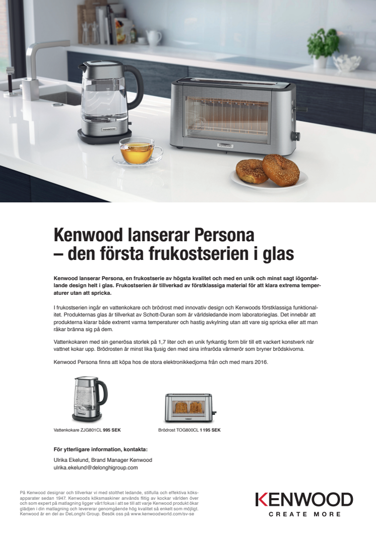Kenwood lanserar Persona – den första frukostserien i glas