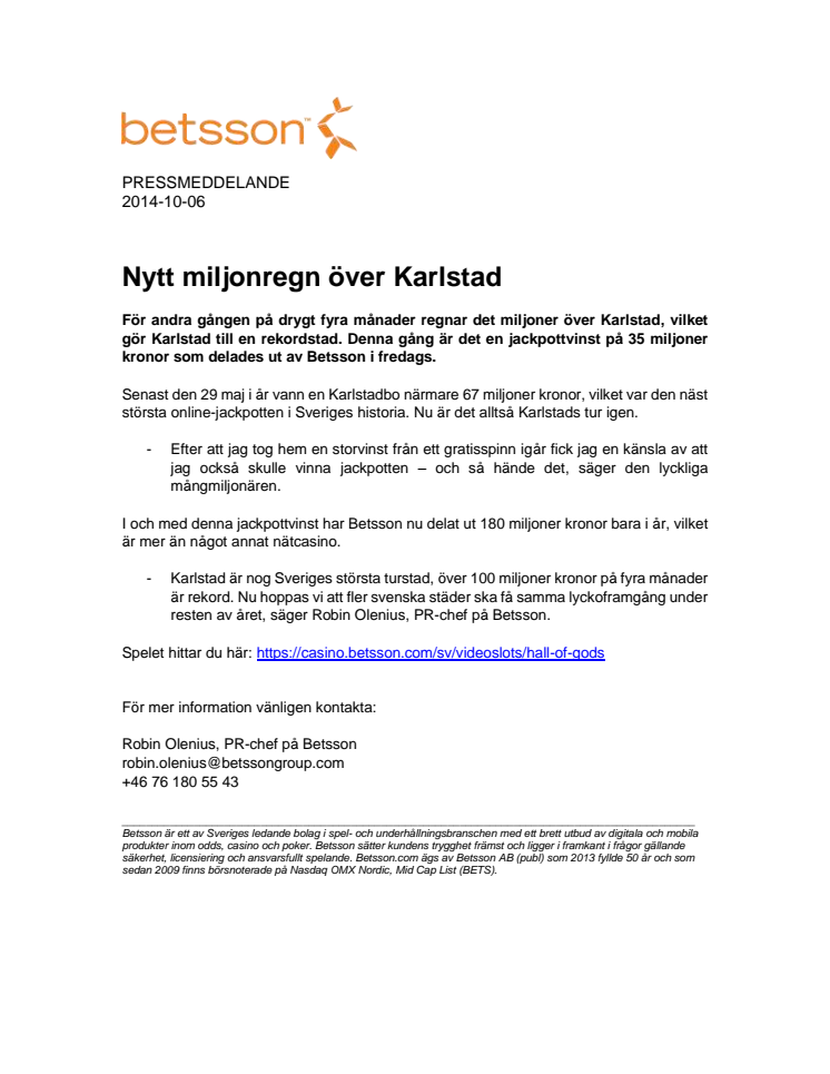 Nytt miljonregn över Karlstad 