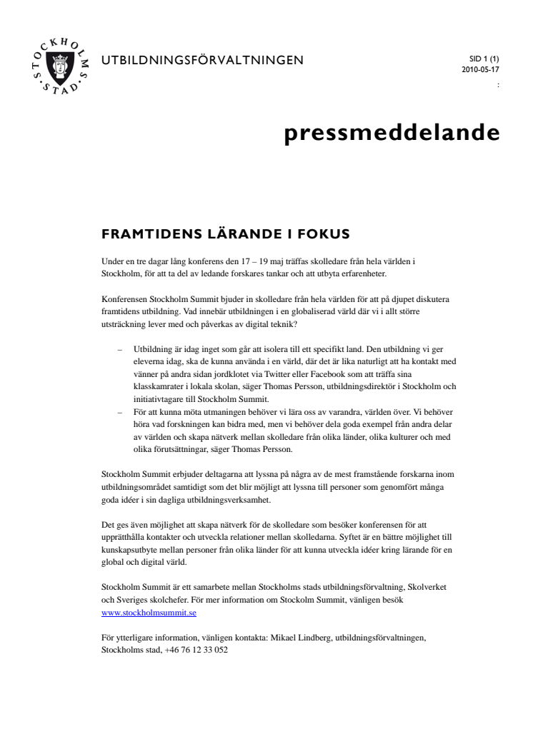 FRAMTIDENS LÄRANDE I FOKUS