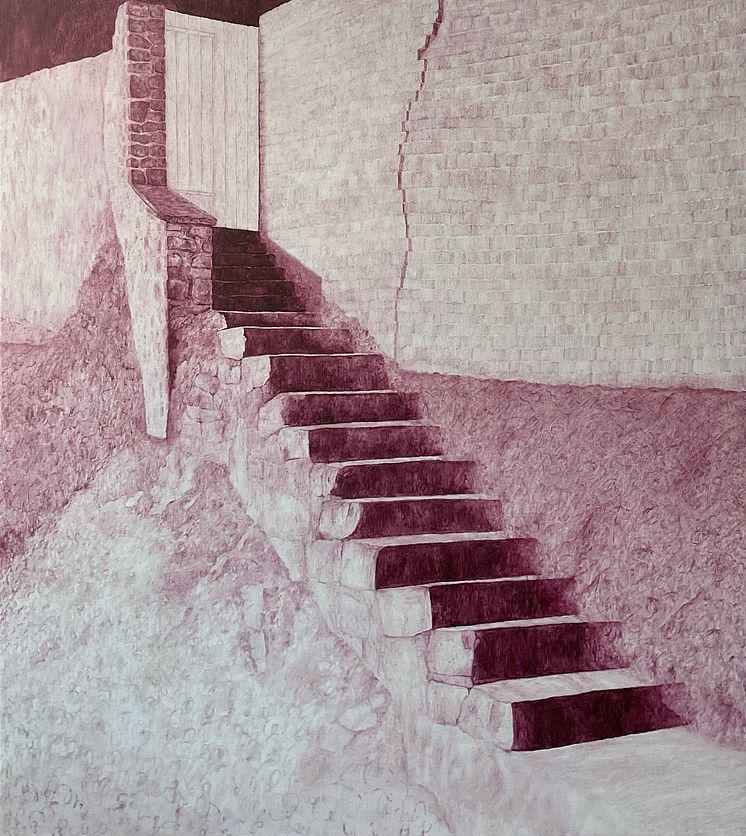 Maria Hall, Trappan i Montigny-sur-Loing. Olja på duk, 150x134 cm.