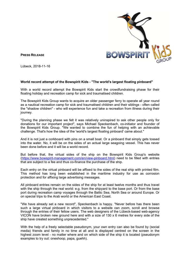 World record attempt of the Bowspirit Kids - "The world's largest floating pinboard"