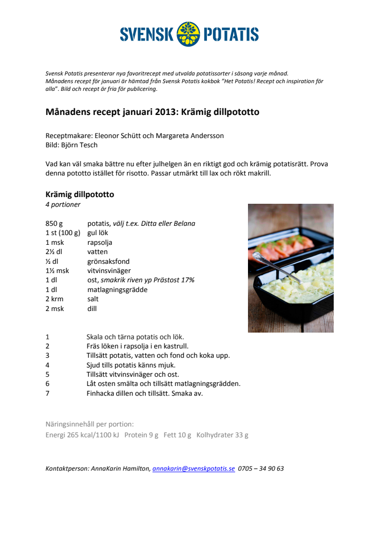 Månadens recept januari - Krämig dillpototto