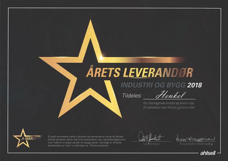 “Årets Leverantör” 2018 - Henkel