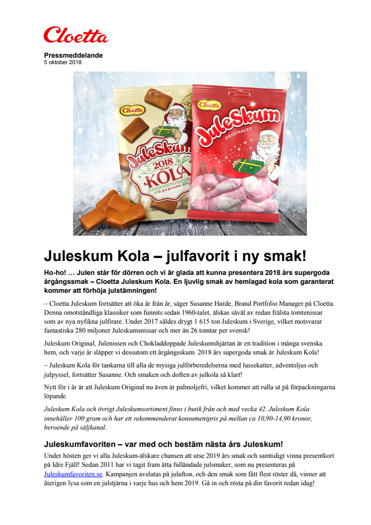 Juleskum Kola – julfavorit i ny smak!
