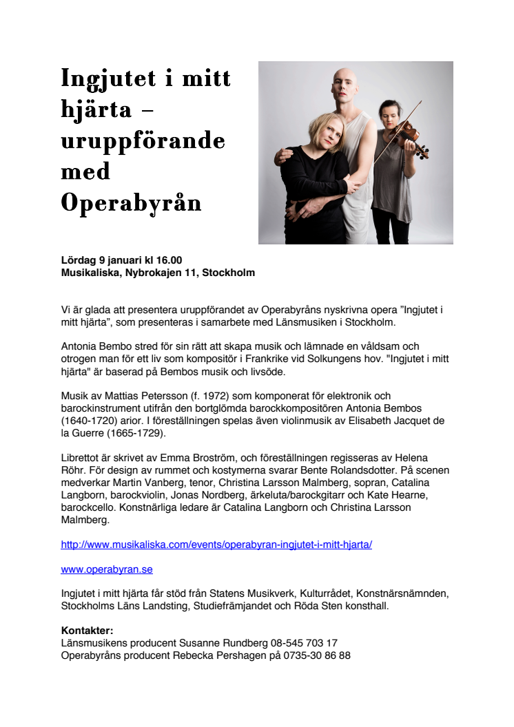 Premiär! Nyskriven operaföreställning på Musikaliska