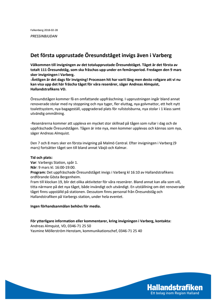 Pressinbjudan till invigning på Varbergs Station