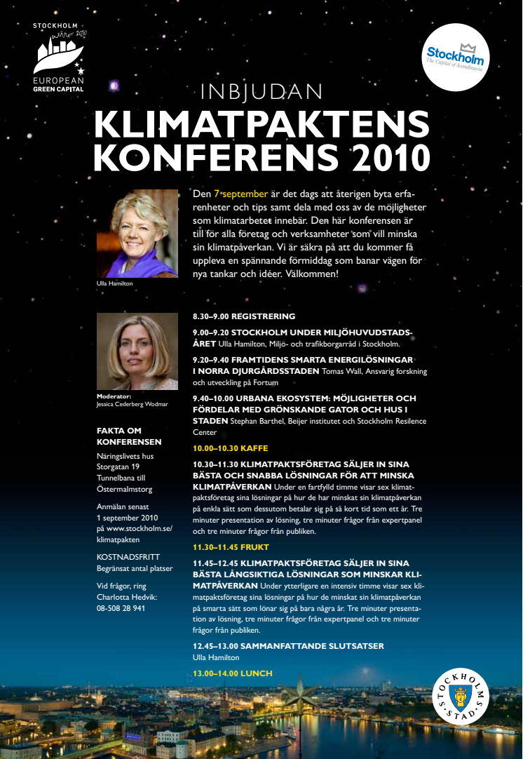Inbjudan: Stockholms Klimatpaktskonferens 2010