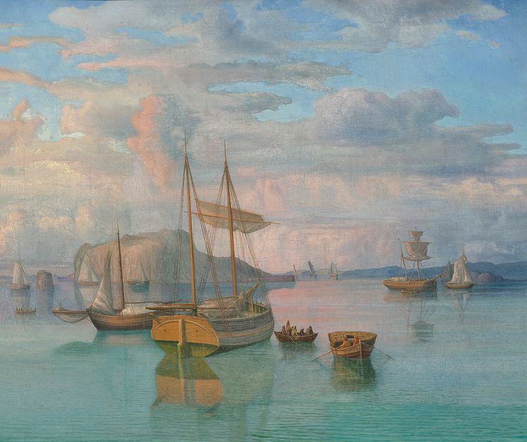 Lars Hertervig, Marine, 1867. Olja på duk, 52 x 63 cm. 