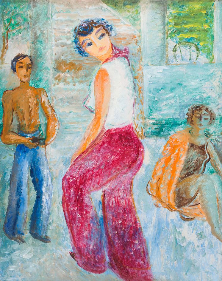 Sigrid Hjertén, På stranden, 1930-tal, olja på pannå, 92 x 73 cm 