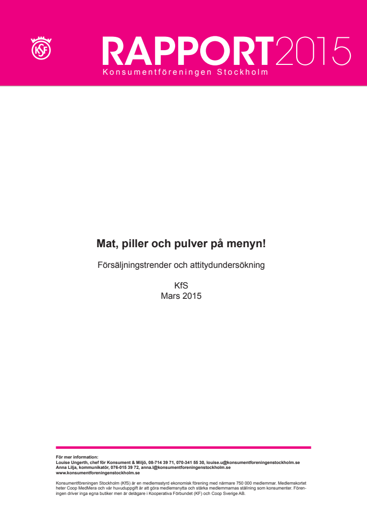Rapport: Mat piller och pulver på menyn