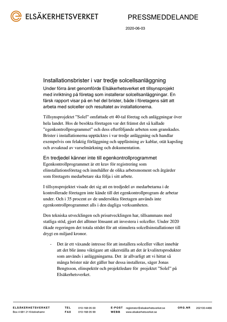 Installationsbrister i var tredje solcellsanläggning