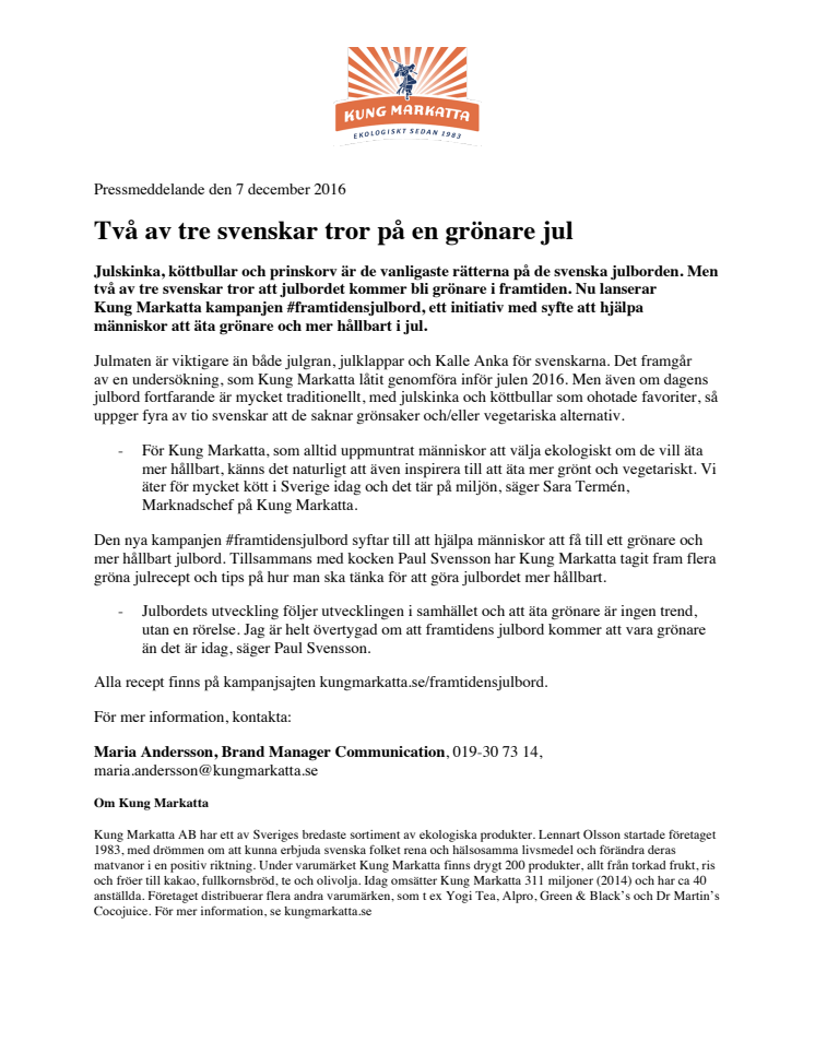 Två av tre svenskar tror på en grönare jul 