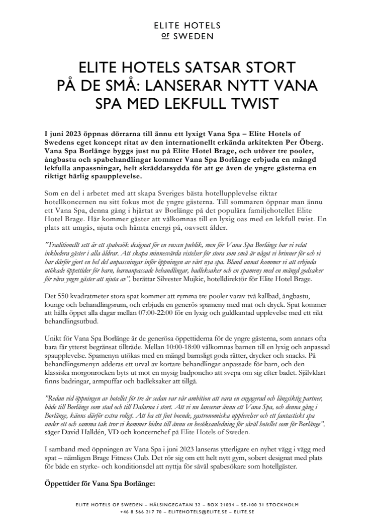 Elite Hotels satsar stort på de små, lanserar nytt Vana Spa med lekfull twist_Pressmeddelande.pdf