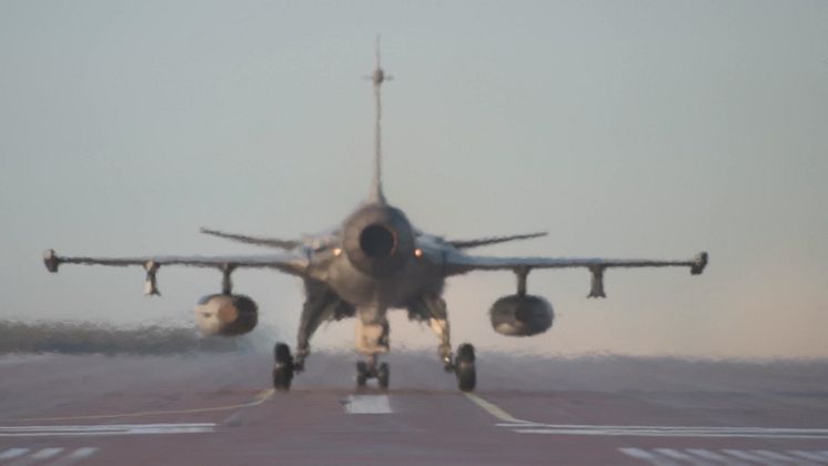 Swedish Air Force JAS 39 Gripens taking off.