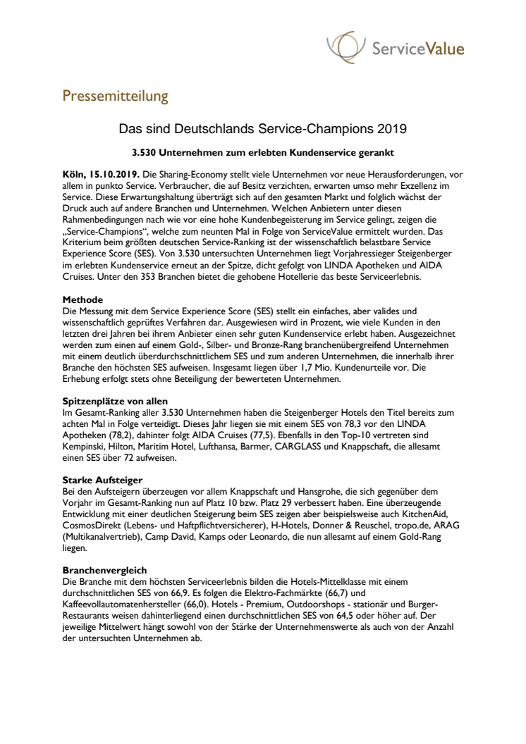 Das sind Deutschlands Service-Champions 2019 