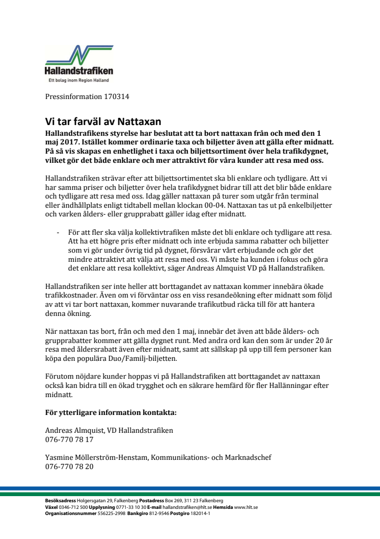 Vi tar farväl av Nattaxan